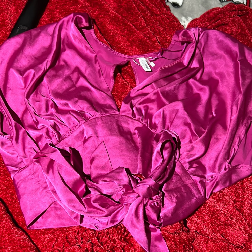 Material Girls Satin Cropped wrap around